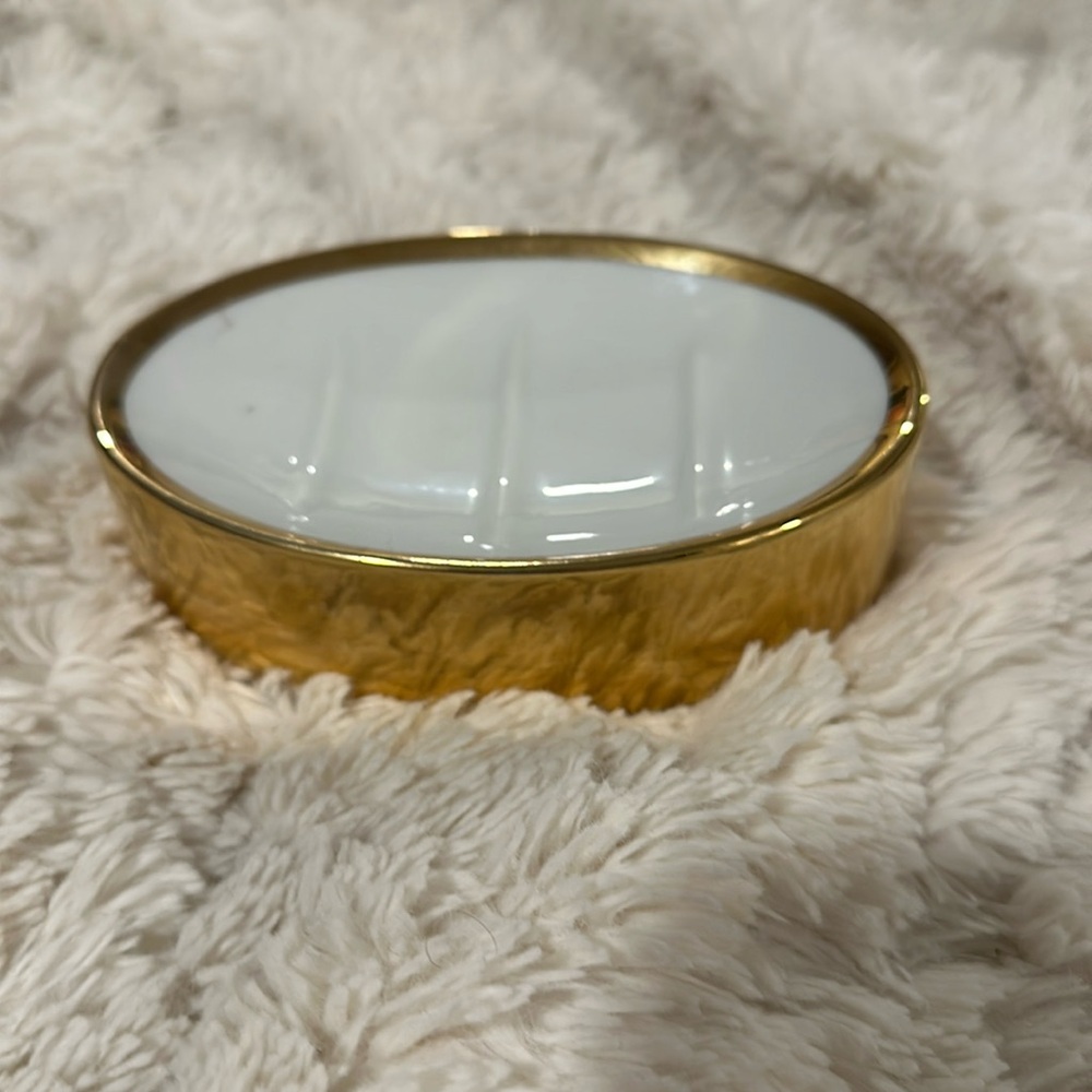 Porcelain Soap Dish 24K Gold